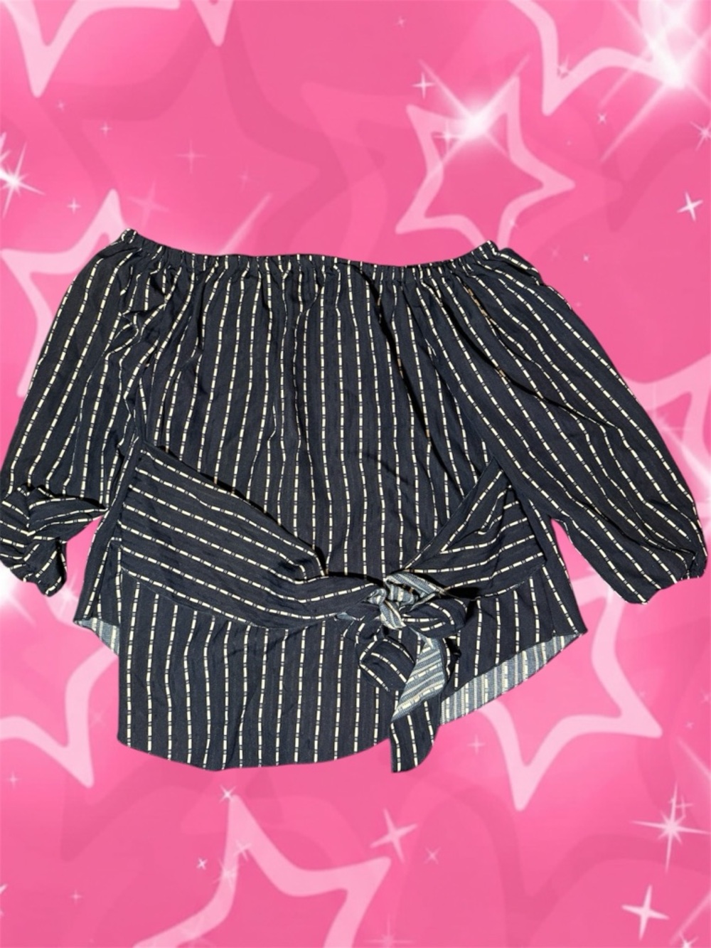 SHEIN Blue and White Striped Blouse